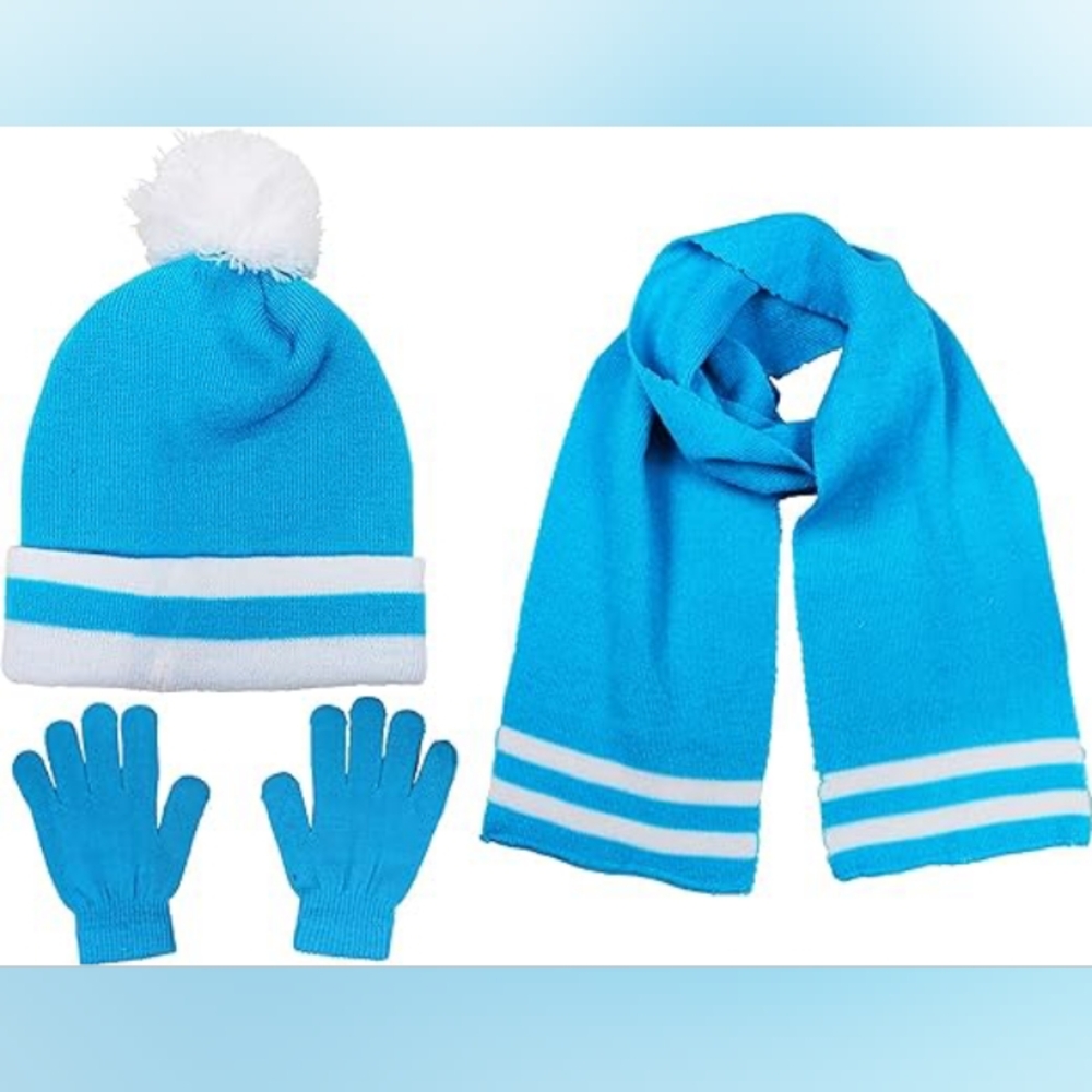 Girls Knit Hat, Scarf And Gloves Set- Color- Turquesa  New